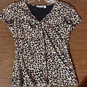 Croft & Barrow Leopard Print V-Neck Blouse